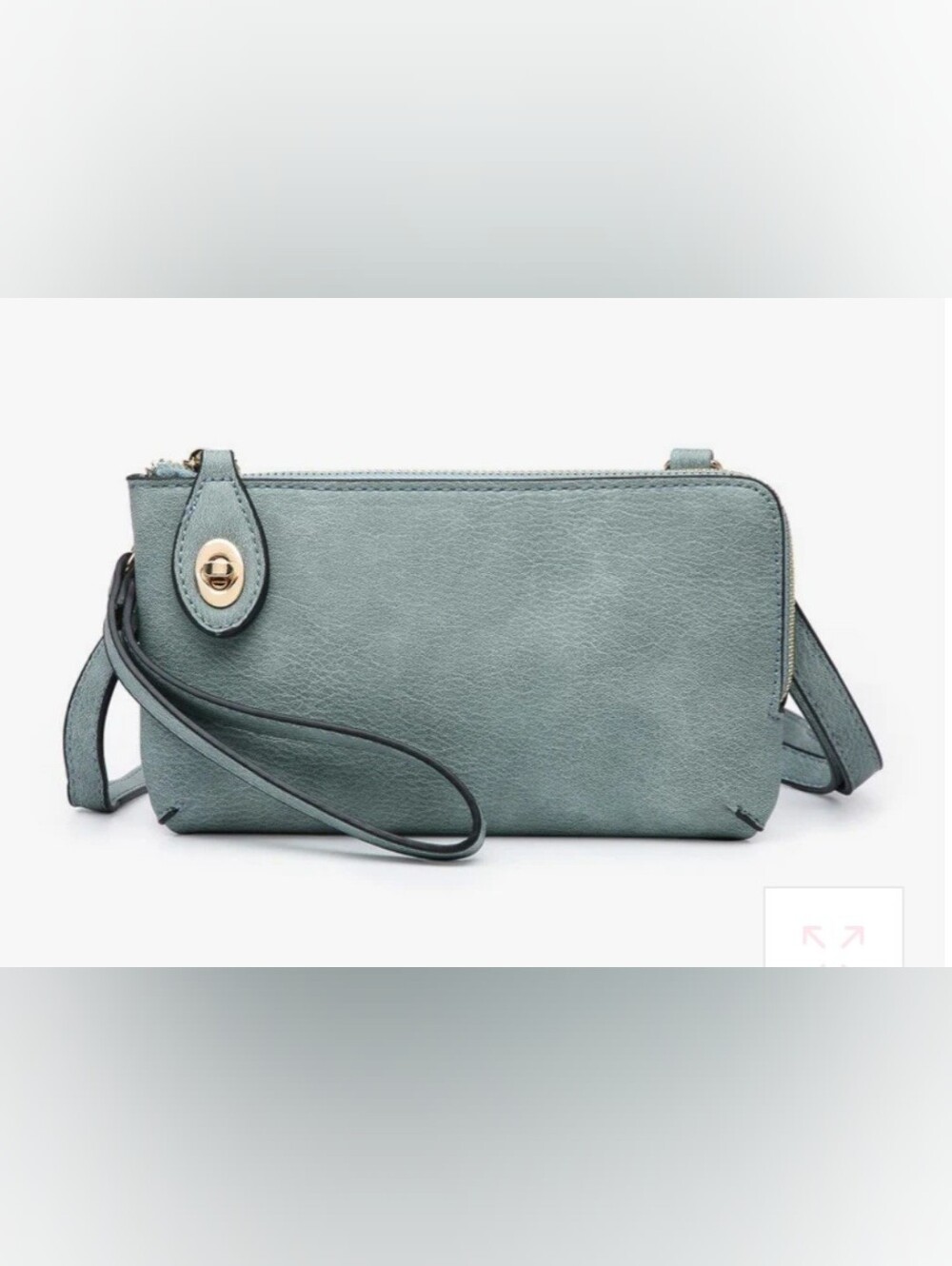 Jen & Co. KENDALL Vegan Wristlet Crossbody Clutch with Turn-Lock Accent